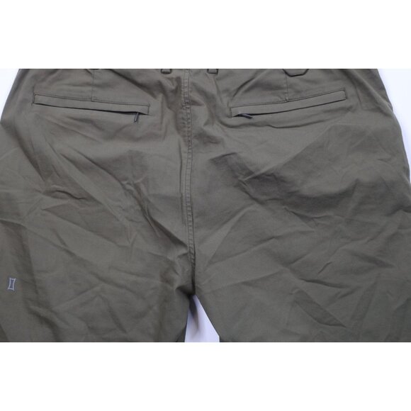 Kit & Ace Mens Size 32 Distressed Flat Front Above Knee Tech Chino Shorts Olive - Picture 11 of 13